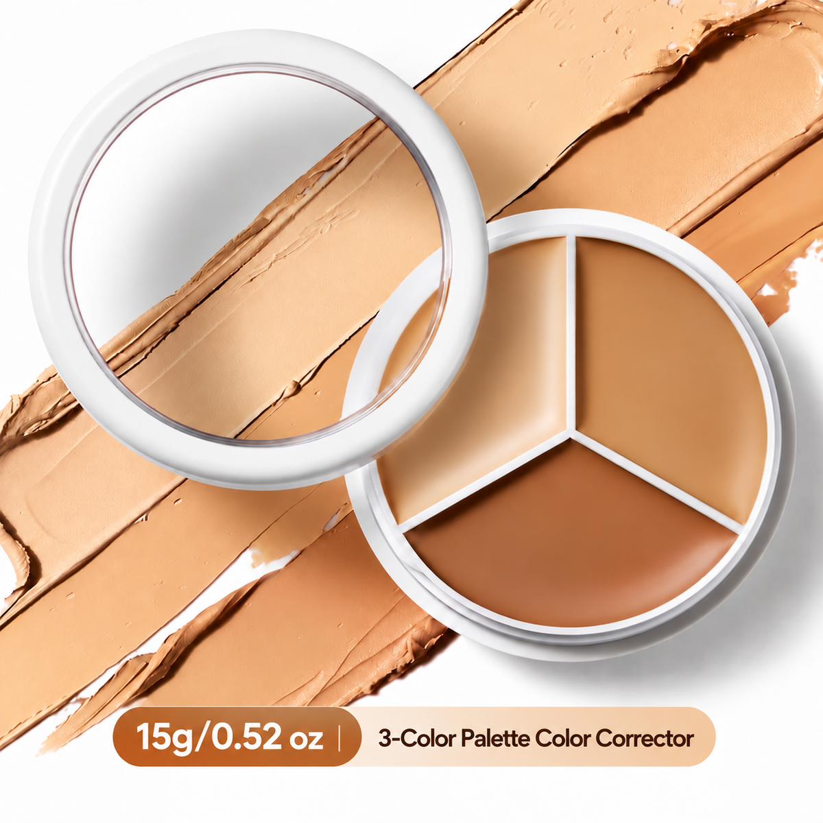 3-in-1 Concealer Cream Palette 15g/0.52 oz – Full Coverage, Brightening & Contouring