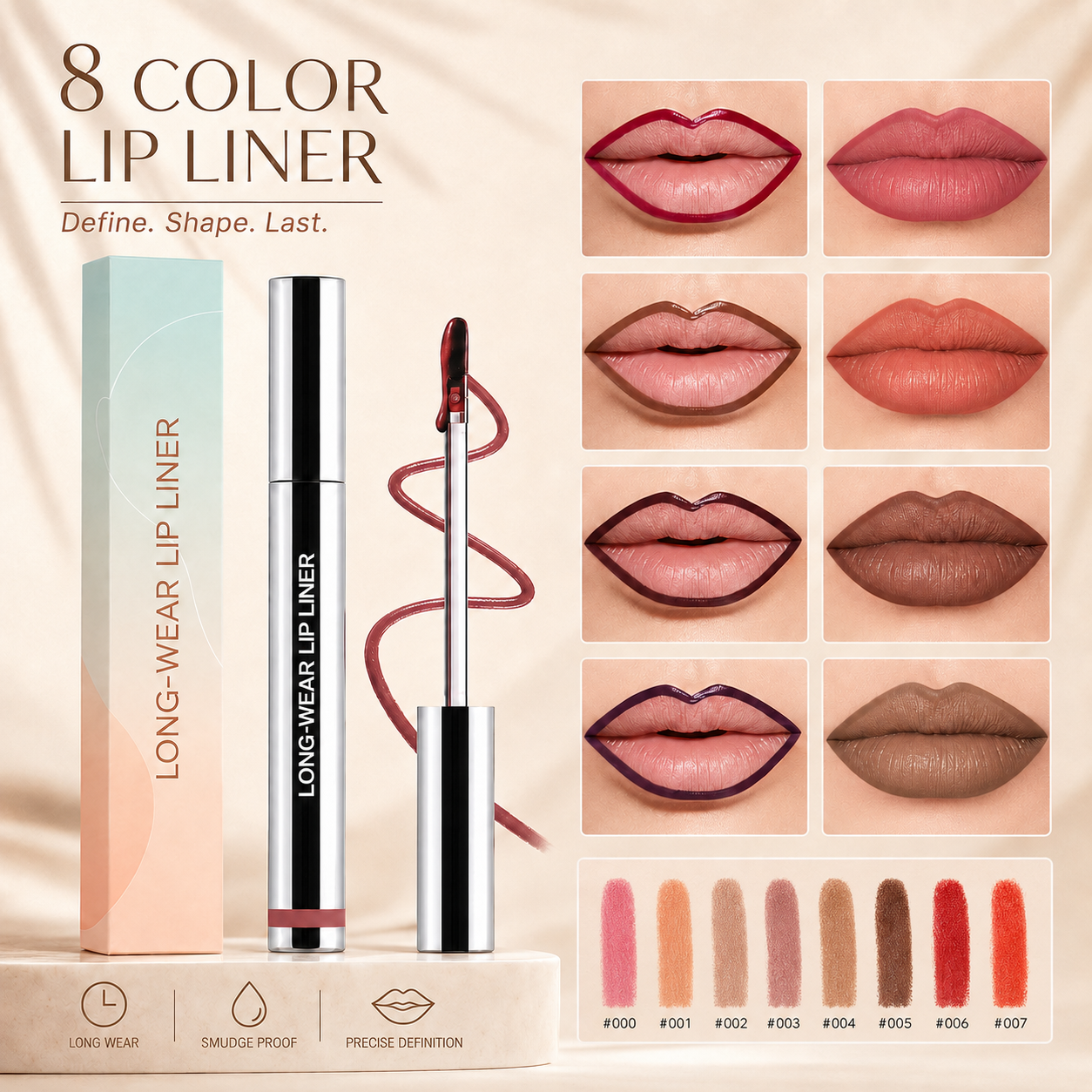 💋 Abziehbare Lipliner-Tönung | Kussfest • Wasserfest • Hält bis zu 24 Stunden