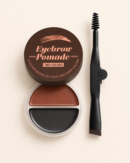 🎉Eyebrow Pomade – Brown & Black Waterproof Brow Cream with Dual-Ended Brush