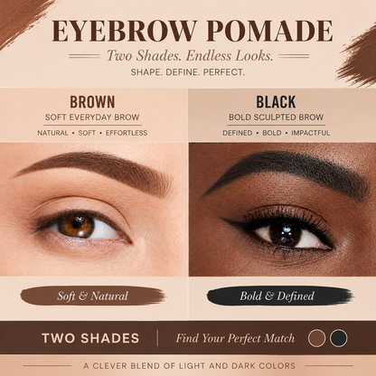 🎉Eyebrow Pomade – Brown & Black Waterproof Brow Cream with Dual-Ended Brush