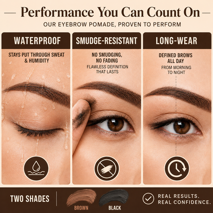 🎉Eyebrow Pomade – Brown & Black Waterproof Brow Cream with Dual-Ended Brush