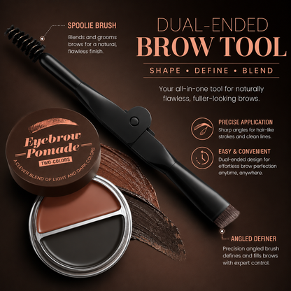 🎉Eyebrow Pomade – Brown & Black Waterproof Brow Cream with Dual-Ended Brush